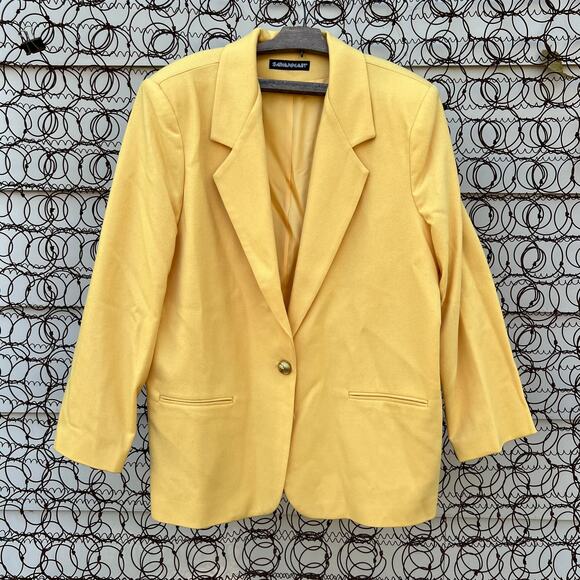 Savanna Banana Yellow volup 100% wool single button boxy blazer - Picture 1 of 7